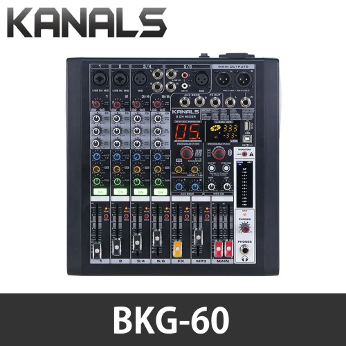 카날스 BKG-60 오디오믹서 6채널 이펙터내장 오디오인터페이스 USB 블루투스